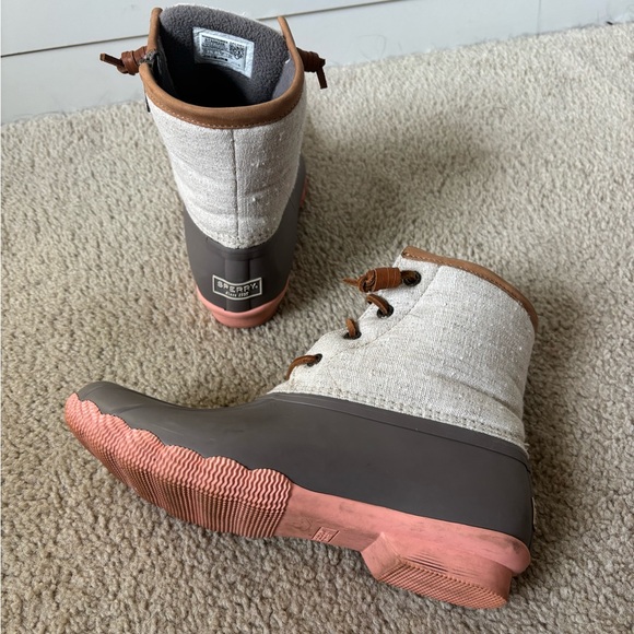 Sperry Gray Duck Boots with Pink Bottom - Picture 3 of 5